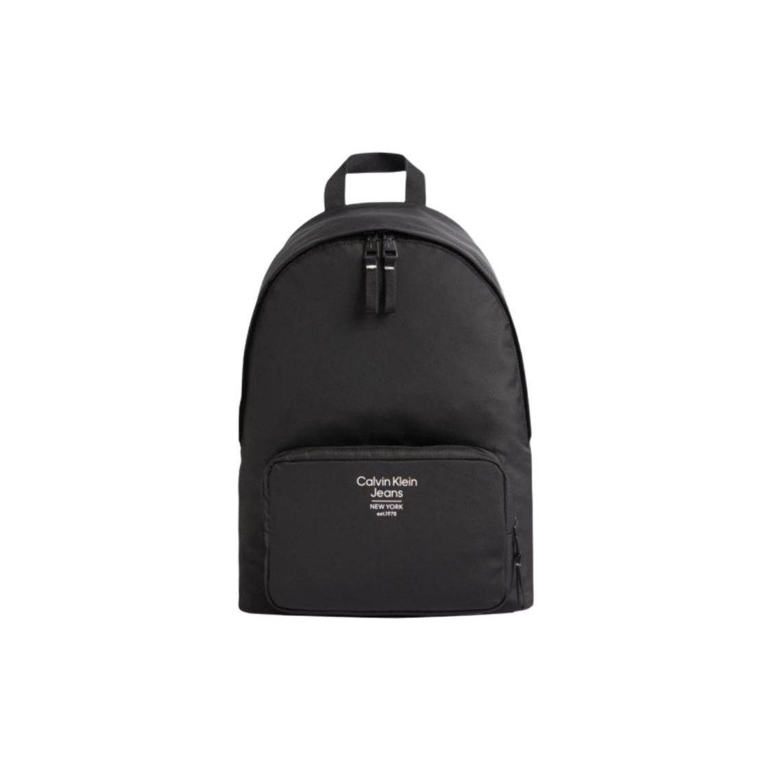 Calvin Klein Letter Logo Zipper Adjustable Shoulder Strap Leather Backpack Men backpack Black K50K510101BDS Basic Set (Bag)