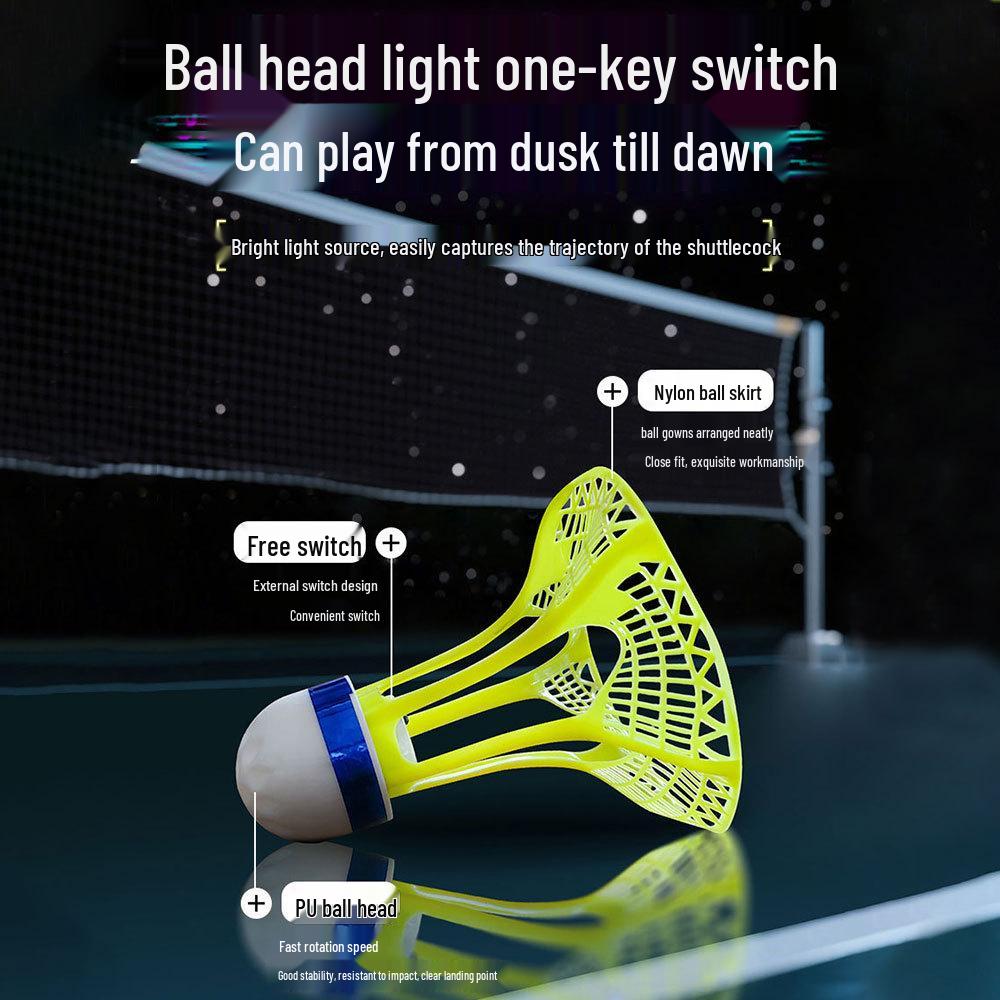 Luminous Windproof Glowing High-Elasticity Nylon Badminton Ball for Indoor and Outdoor Training