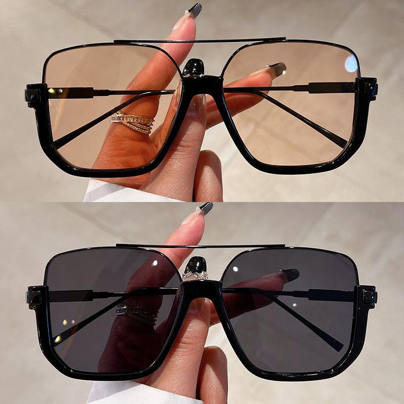 2 Pairs Per Set Square Sunglasses Fashion Vintage Double Bridge Casual Sun Glasses Women Stylish Oversized Brand Design Shades