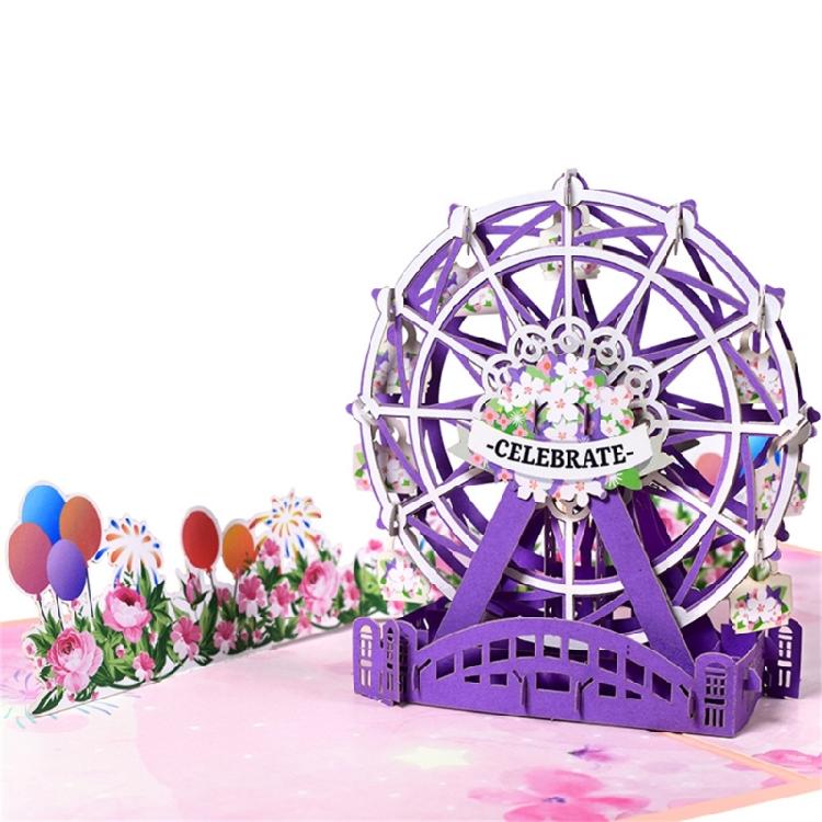 Charming 3D Flower Ferris Wheel Card for Valentine's Day Party Memorable Gift
