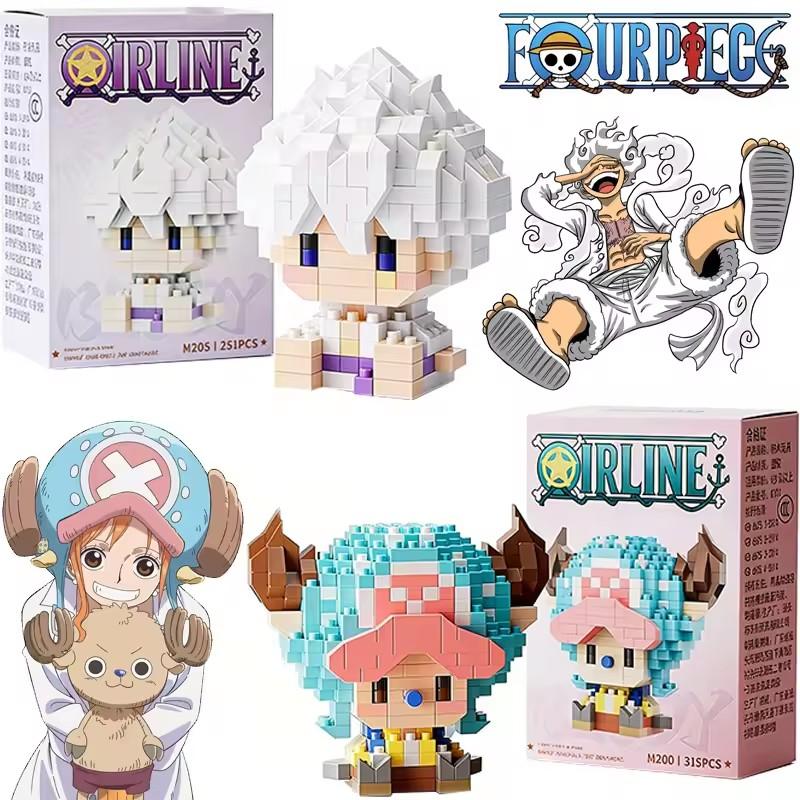ONE PIECE Anime Building Blocks Sun God Nika Luffy Chopper Ace Buggy Mini Micro Bricks 3D Assembly Model Figure Toy For Kid Gift