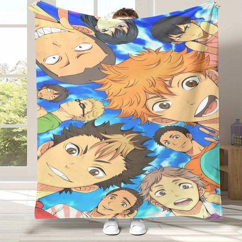 Cartoon Haikyuu Hinata Shoyo Volleyball Anime Flannel Blanket,Ultra Soft Plush Throw for Home Bedroom Bed Sofa Camping Picnic
