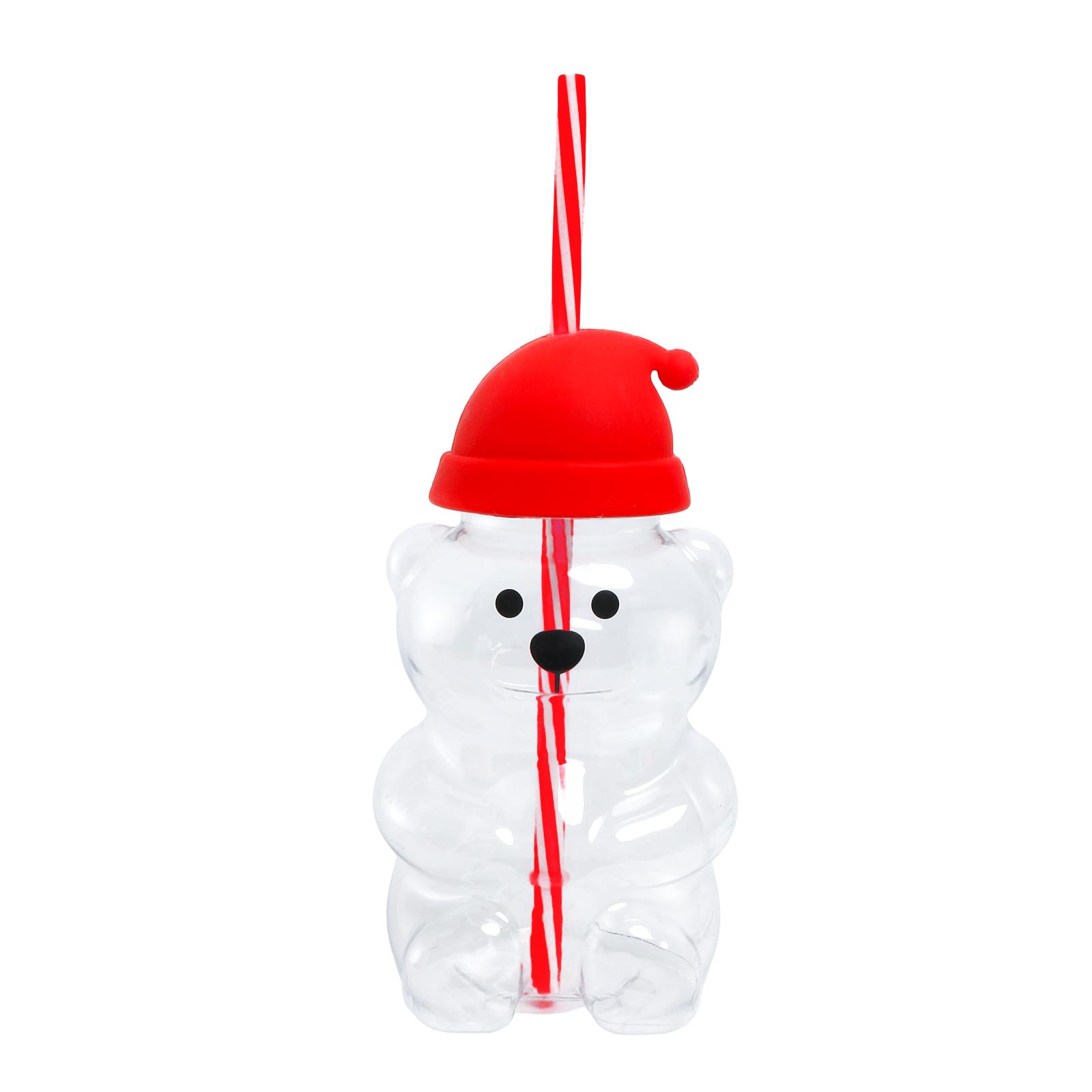 Bear Straw Cup Cute Bear Glass Cup Household Juice & Beverage Cup One Size