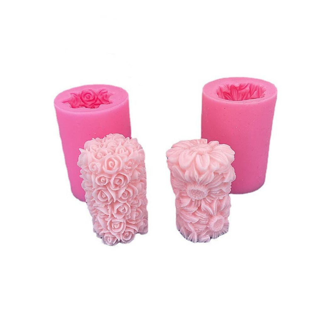 1 Piece 3D Rose Sun Flower Mold Pink Silicone Mold Baking Mold Food Grade Silicone For DIY Cake Scented Candles Soap