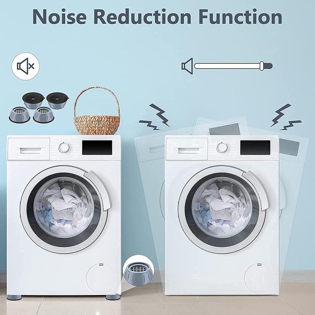 MEXONIC 4Pc Anti Vibration Pads for Washing Machine and Dryer Shock Absorber Noise Cancelling Washer Support Anti Walk Heightening Pads with Suct