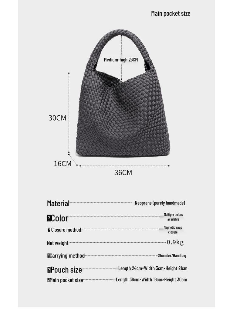 Stylová ručně tkaná velkokapacitní taška tote pro matku a dítě s všestranným ramenním popruhem
