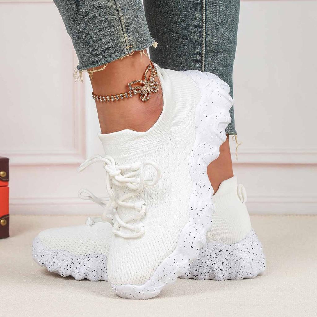 Lightweight Socks Shoes Women Men Breathable Knitted Casual Sneakers Slip-on Soft Sole Platform Footwear for Running Gym Fitness