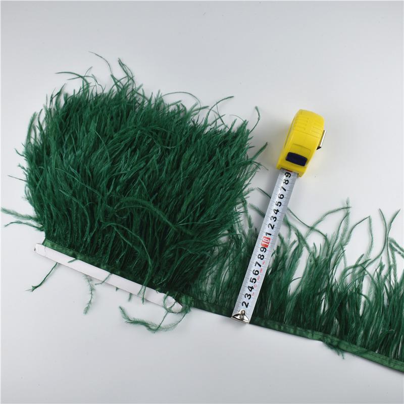 1Meters Ostrich Feathers On Tape Fringe Trim Ribbon 10-15Cm 4-6" Long White Feather Trims Decor For Clothes Flecos Decoration