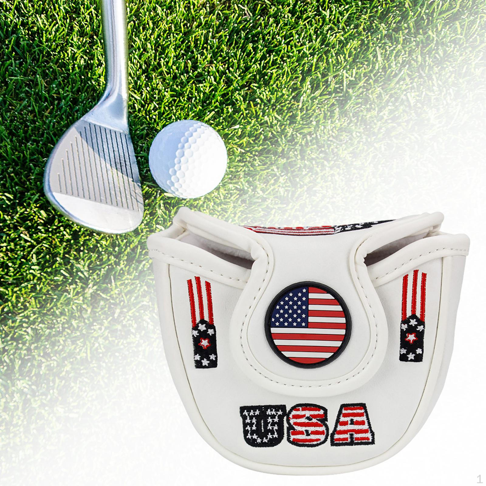 Golf Mallet Putter Head Cover Protective PU Leather белый