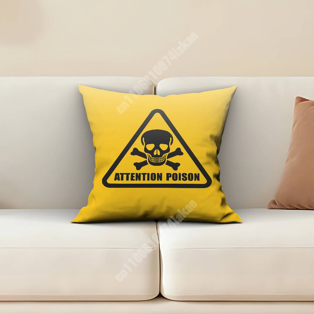 Biohazard Toxic Warning Logo Cool Pillow Cover Cushion Case Sofa Couch Home Gaming Room Decoration