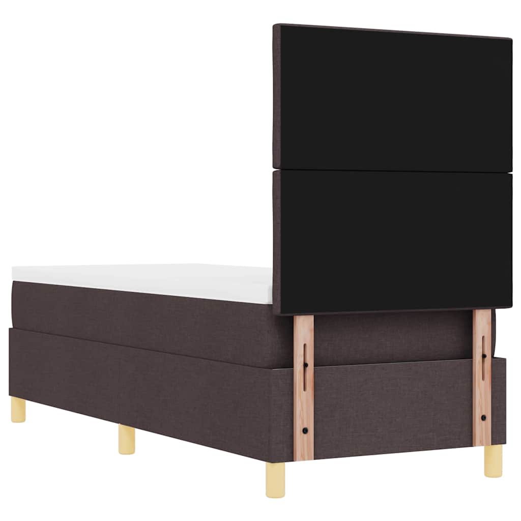 Boxspring Bed with Headboard Dark Brown 80 x 200 cm Fabric
