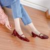 Mary Jane Schuhe Sandalen mit dickem Absatz Damen Schnalle Quadratischer Zehenriemen Lackleder Niedriger Absatz Sommer Damenschuhe