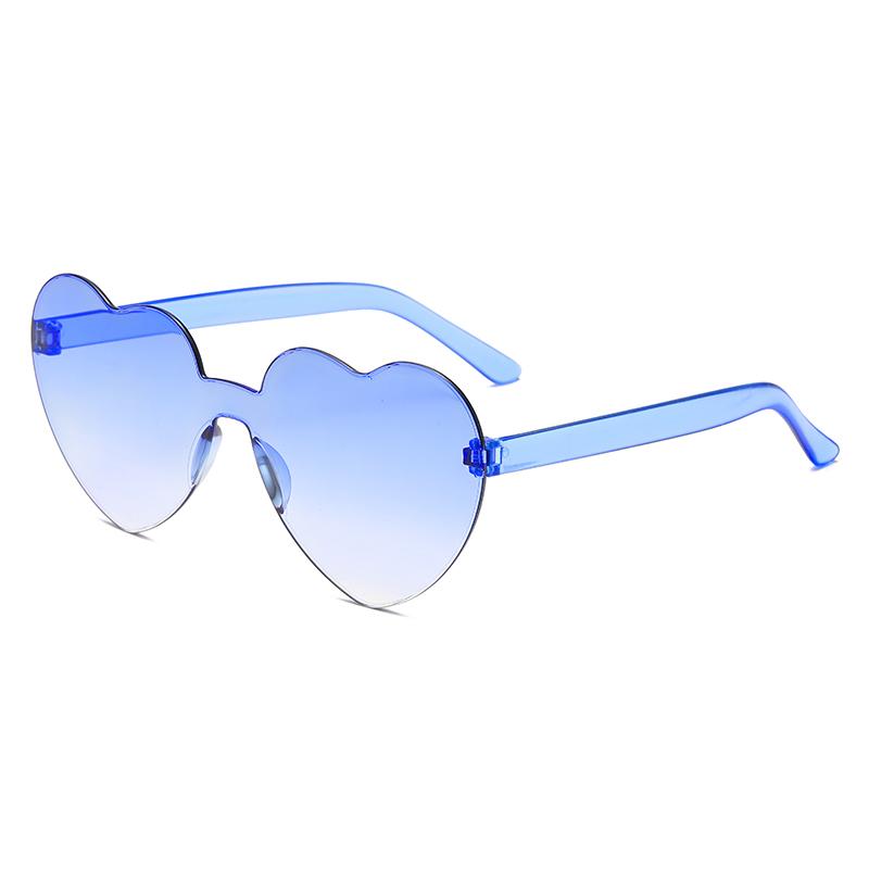 New Fashion Candy Heart Sunglasses Women Gradient Color Integrated Sun Glasses Personality Frameless Design Female