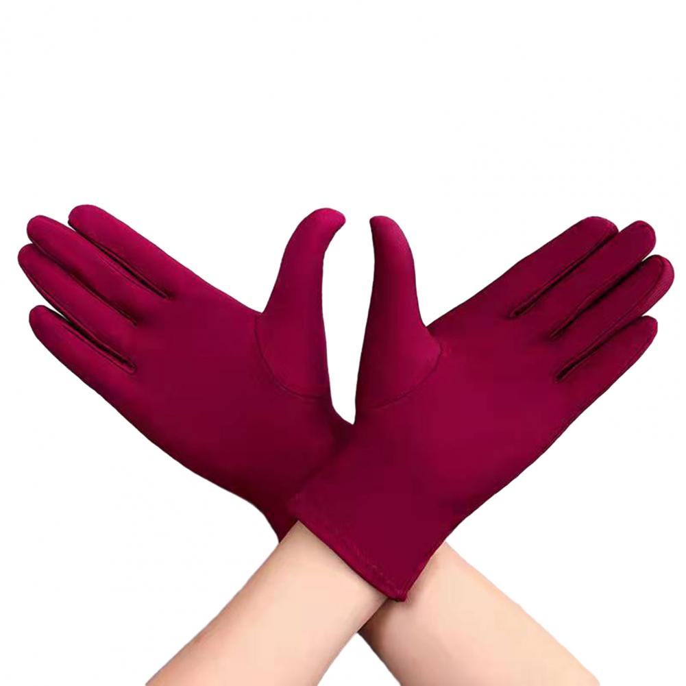 1 Pair Winter Gloves Five Fingers Solid Color Elastic Sun Stage Performance Auction Ritual Girl Gloves Spring Gloves