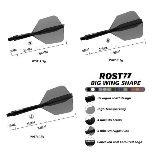 CUESOUL ROST 77 Transparency Integrated Flight Big Wing Shape Set of 3 Clear Red Flight Yellow Logo L Size (CS-77-4T-L)