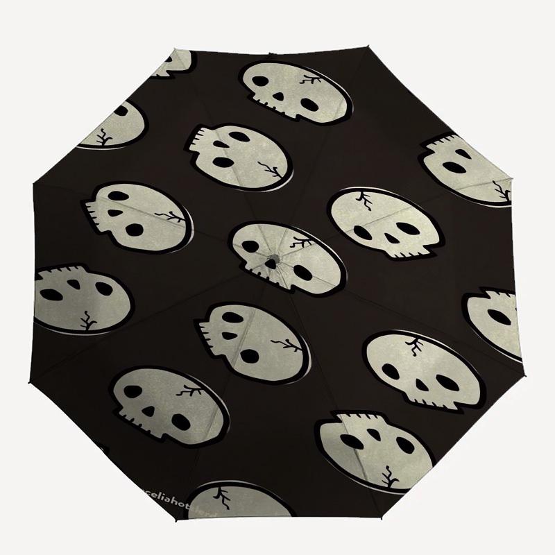 1pc Skull Pattern Design Umbrella with Plastic Handle,Suitable for All Seasons UmbrellaPT520