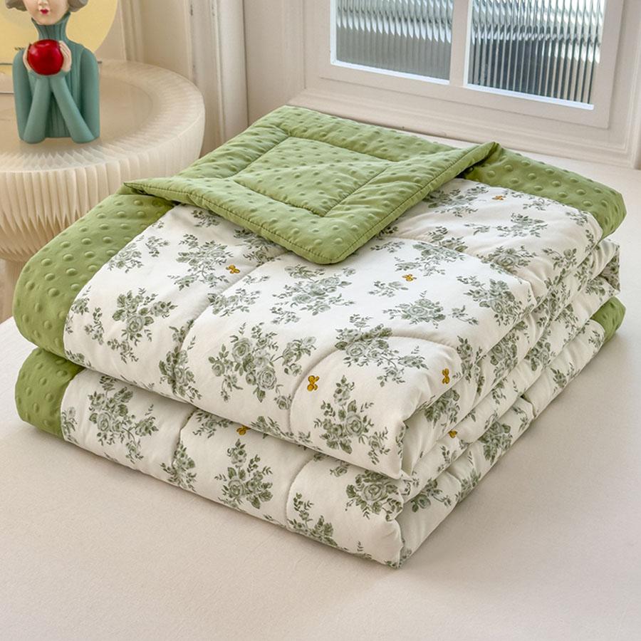 KDJEIKZ New Washable Cotton 3D Quilted Bean Blanket With Soybean Fiber Can Be Machine Washable Lightweight Luxury Cover Blanket