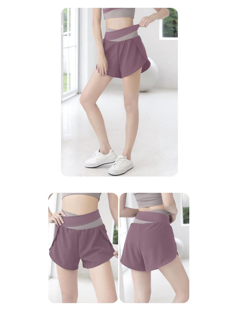 Women's Color Block Two-Piece Yoga Shorts - Nude Feel, Anti-Exposure, Quick-Dry Running Fitness Shorts