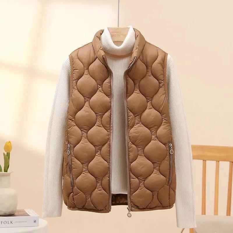 Female Short Lightweight Down Cotton Vest Jacket Autumn Winter Slim Warm Sleeveless Waistcoat Women's Casual Wear