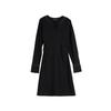 Elegant V-Neck Solid Color Midi Dress With Long Sleeves Women Dresses Black EL48980