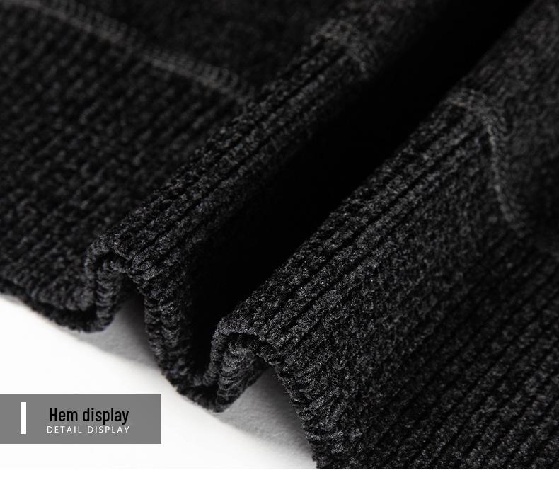 Men's Winter Chenille Sweater - Round Neck, Warm Velvet-Lined, Thick Knit Base Layer for Middle-Aged Men