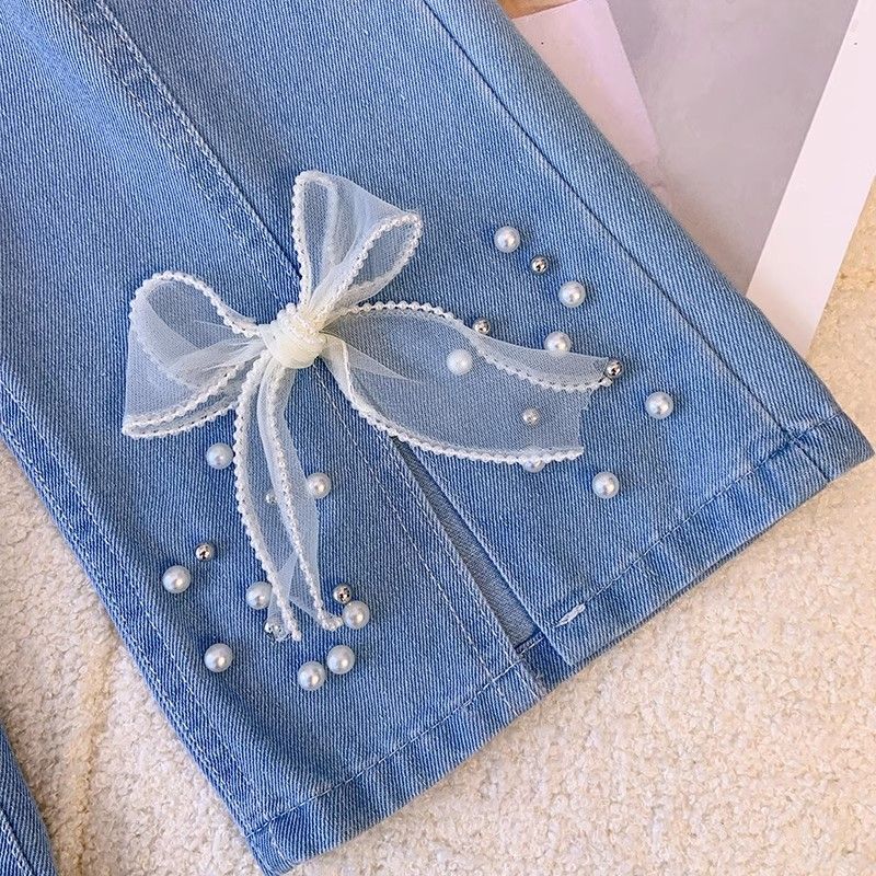 Girls' Denim Wide Leg Thin Summer Children's Split Flared Pants Children's Clothing Mosquito Proof Pants