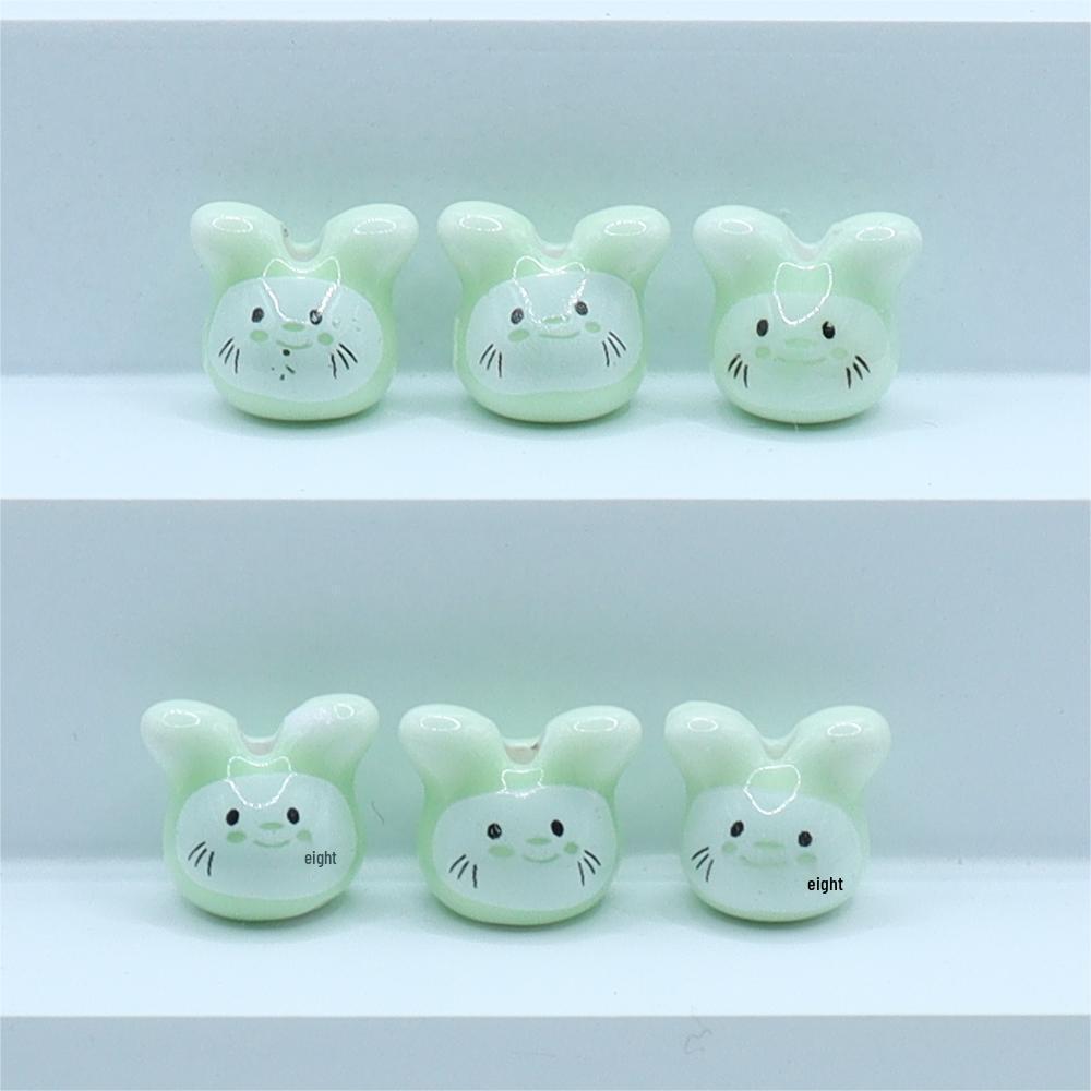 Cute Little Rabbit Glazed Ceramic Beads for DIY Jewelry and Accessories