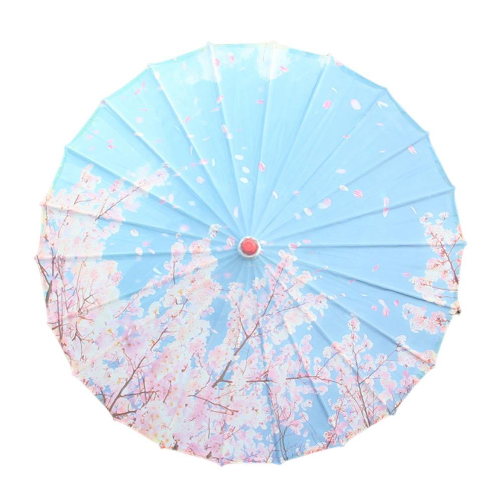 Printed Silk Oiled Paper Umbrella Tassel Design Silk Fabric Umbrella Bridesmaids Party