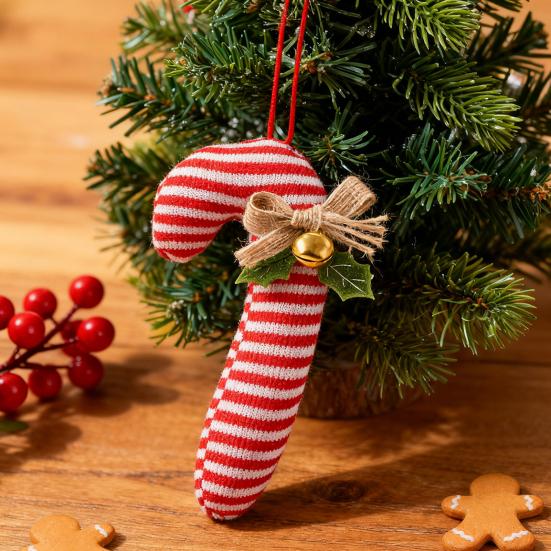 Candy Cane Christmas Ornament Plush Soft Candy Cane Christmas Tree Stuffed Decoration for Holiday Party Decor