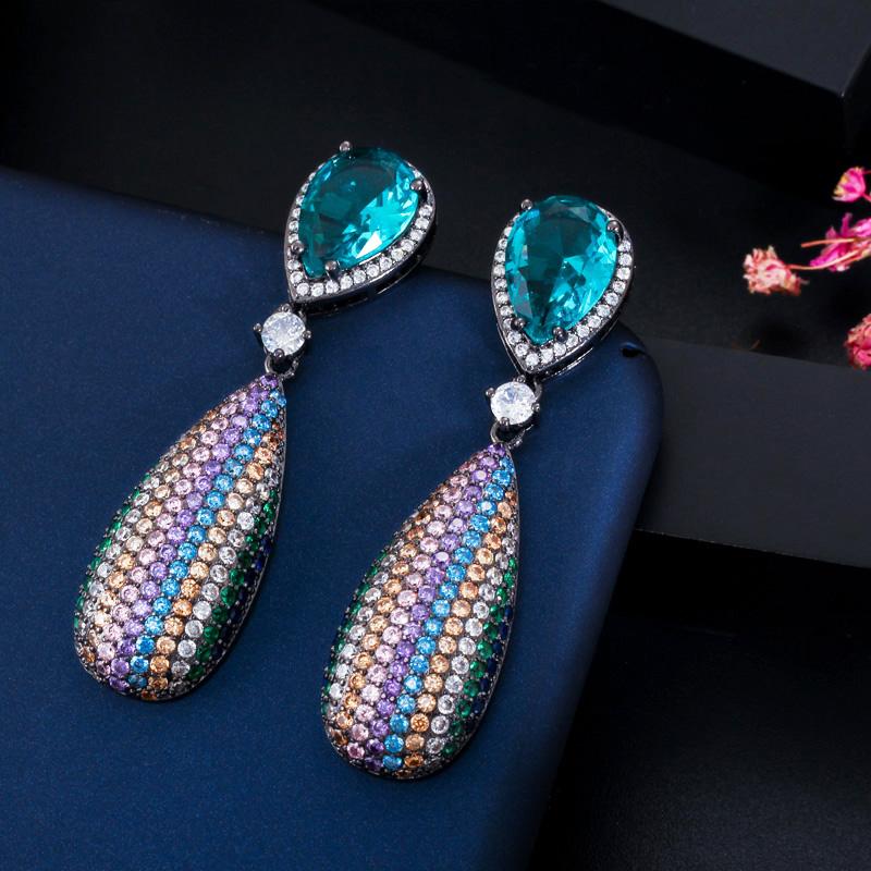 WWJ – boucles d'oreilles goutte d'eau bleu clair, pavé complet, minuscules bijoux en Zircon CZ brillant