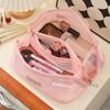 Simple mesh makeup and wash bag, large capacity portable travel storage bag, mesh breathable makeup storage bag