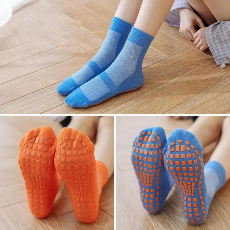 Kids Adults Anti-Slip Sock Cotton Breathable Wear Non Slip Sports Yoga Socks Sweat-absorbent Trampoline Socks Foot Massage
