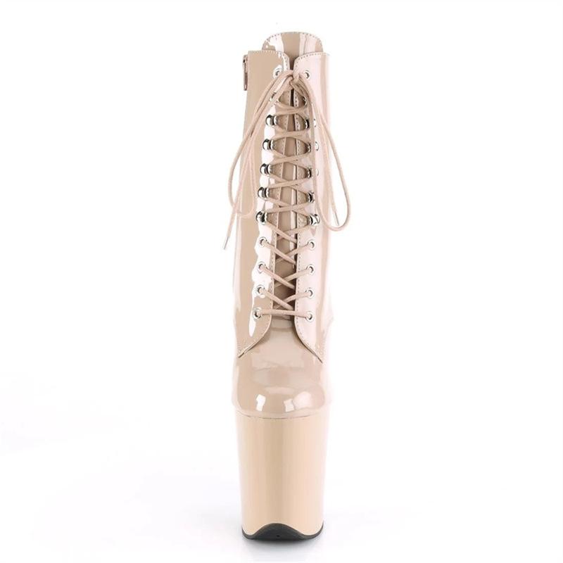 Sexy Shoes Patent Leather Glossy Tube Boots Nightclub Performance Pole Dance Shoes Model Catwalk Plus Size