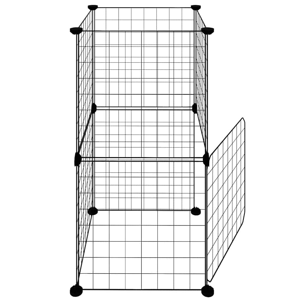 8 Piece Pet Cage with Door Black 35 X 35 Cm Steel