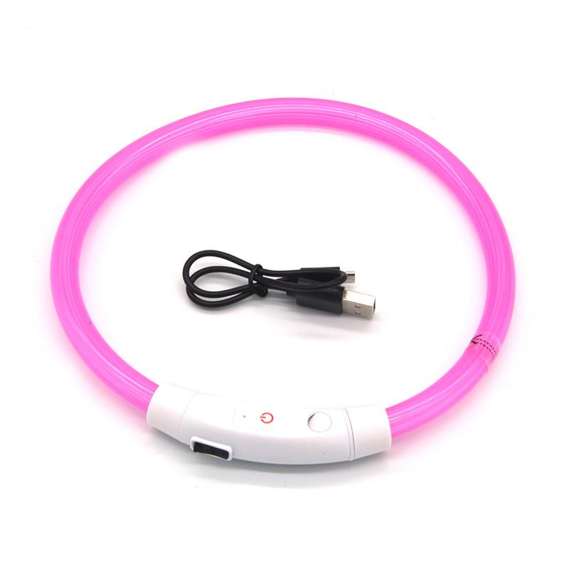 USB Rechargeable LED Fiber Optic Collar for Pets Luminous Anti-Lost Dog Accessory Outdoor Light Collar