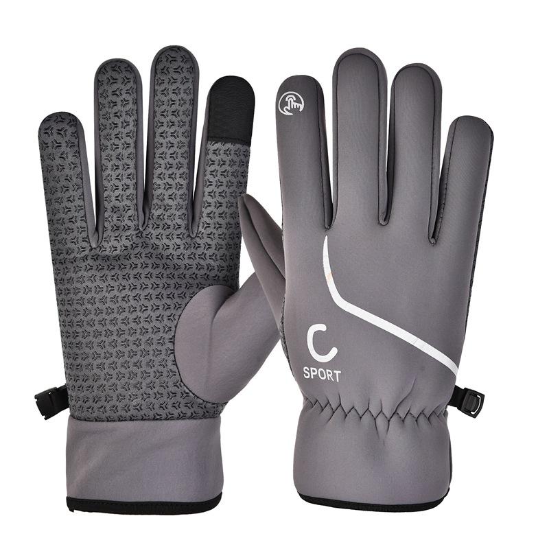 Outdoor cycling gloves men's and women's autumn and winter velvet warm waterproof and non-slip touch screen driving running sports gloves