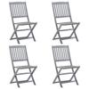 VidaXL Chaises pliables d'extérieur 4 pcs Bois d'acacia solide