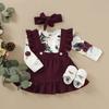 Yürüyor Bebek Çocuk Bebek Kız Çiçek T Gömlek Askı Etek Kıyafetler Set Tops