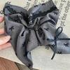 Gray Bow Square Large Hair Tie - Women's Ponytail Hair Accessory, Gentle on Hair
