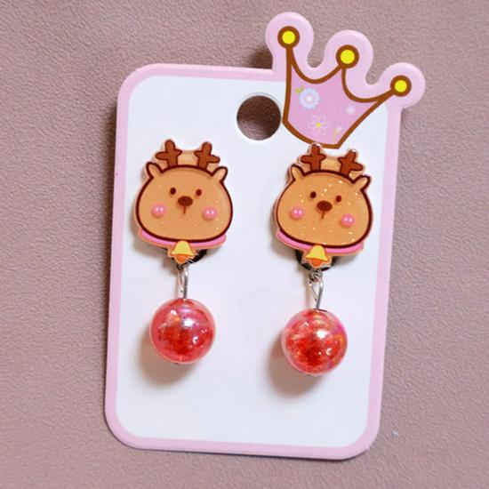 Cartoon Resin Glossy Children's Christmas Flower Ear Clips and Student Earrings