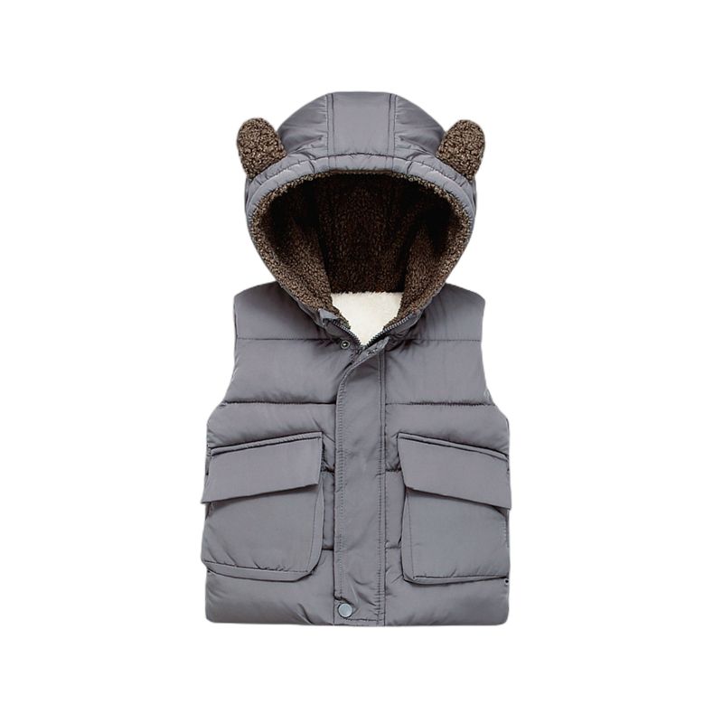 Cashmere Cotton-Padded Coat Zipper Boy Hooded for Autumn and Winter