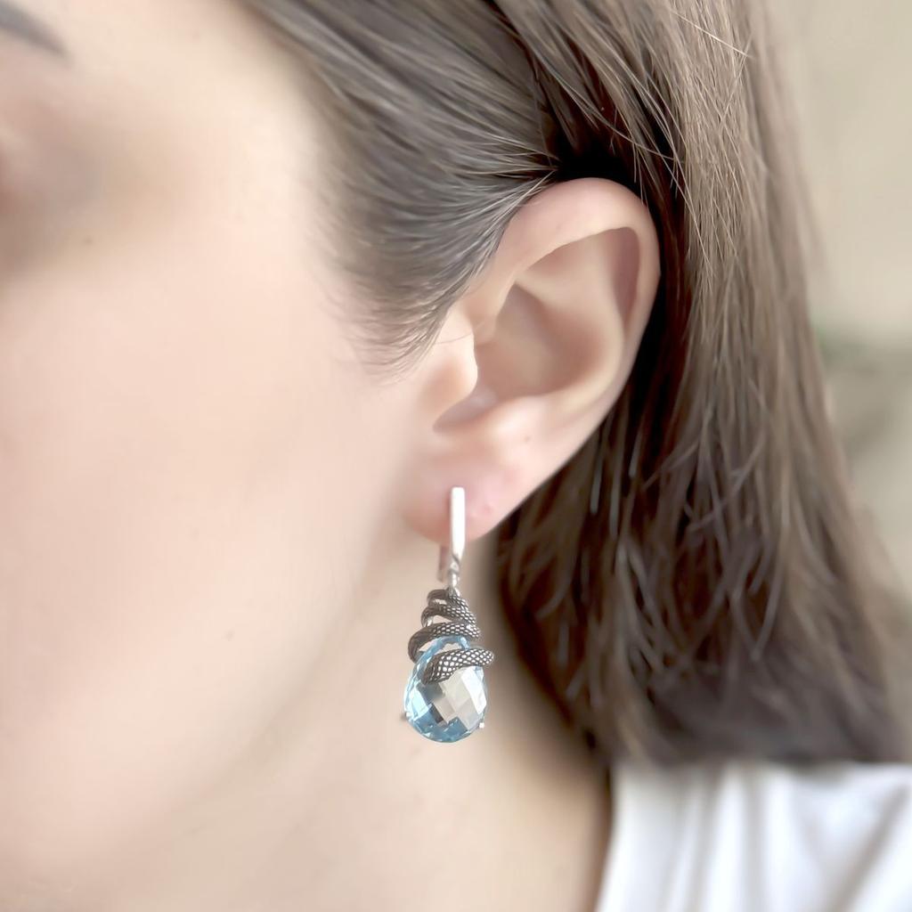 Серебряные серьги с натуральным топазом 20.183ct (2167730)