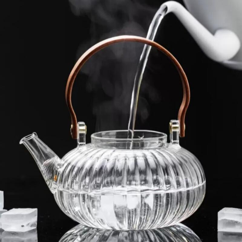 High Borosilicate Glass Pumpkin Beam Handle Teapot