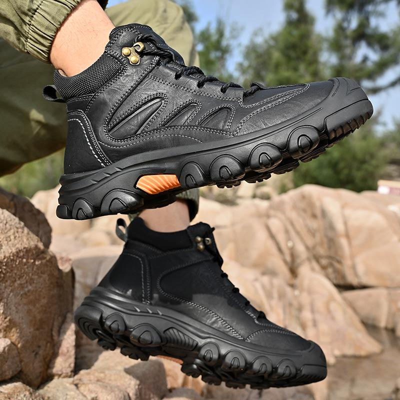 Fashion Handmade Men Hiking Shoes Genuine Leather Mens Walking Shoes All-match Men's Basic Boots Outdoor Men Winter Plush Snow Boots