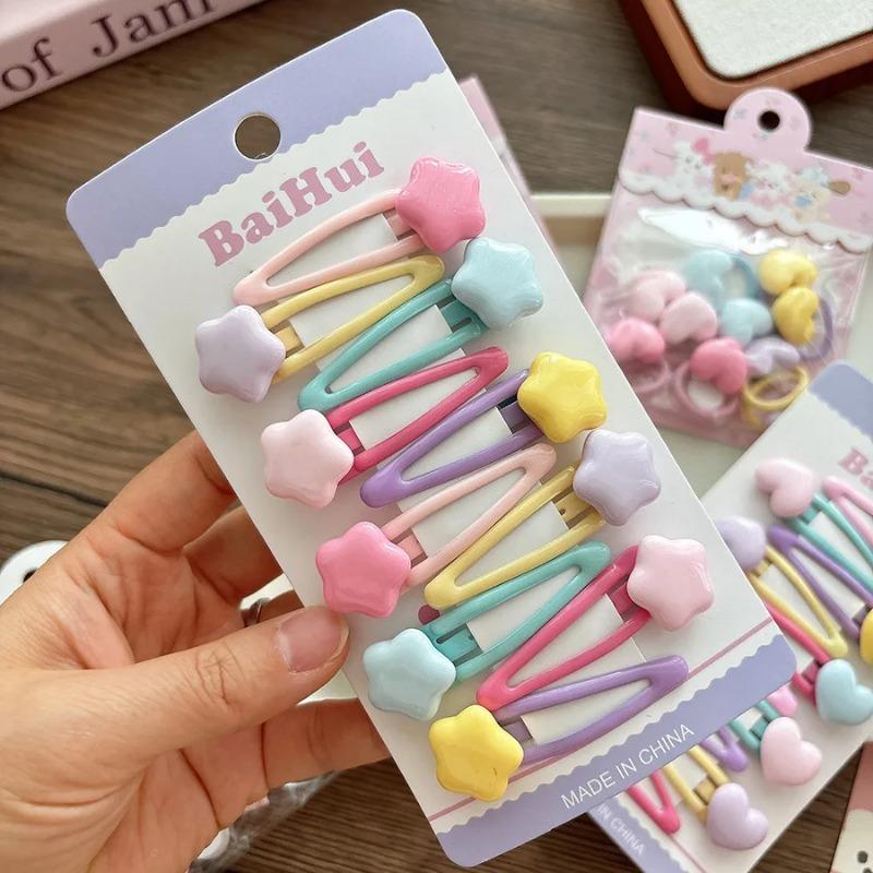 Sweet Candy Color Children's Drip Oil Hollow Bb Clip Cute Star Bow All-inclusive Girls' Small Pressure Clip Hair Band