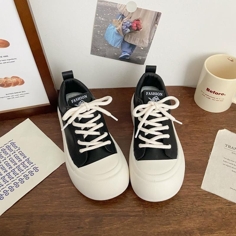 Fashion Thick soled big head white shoes for women spring design versatile simple comfortable, student casual round toe board shoes