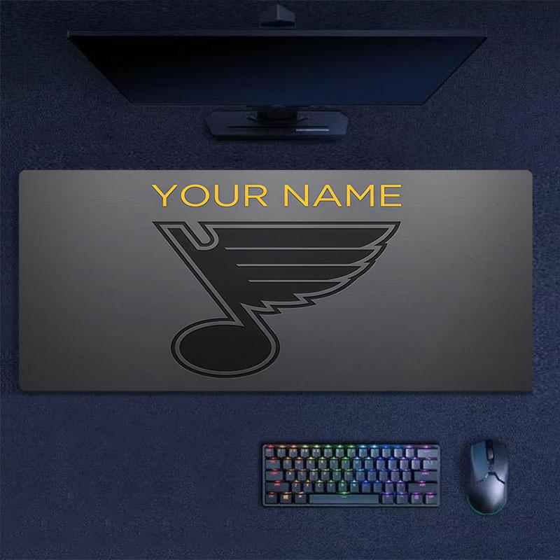 Custom Name,St. Louis Blues Mouse Pad, Large Gaming Desk Mat, Non-slip XXL Mousepad for Laptop & Tablet, Mini PC Playmat with Stitched Edges