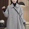 2025 Korean Style Slimming Mid-Length Coat for Petite People - Loose Fit, Long Hair Wool Outerwear for Autumn/Winter