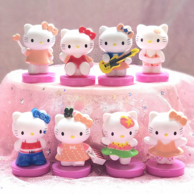 Hello Kitty Mini Figures Set Eight Piece Cute Cartoon Kt Miniatures Cake Toppers Gift