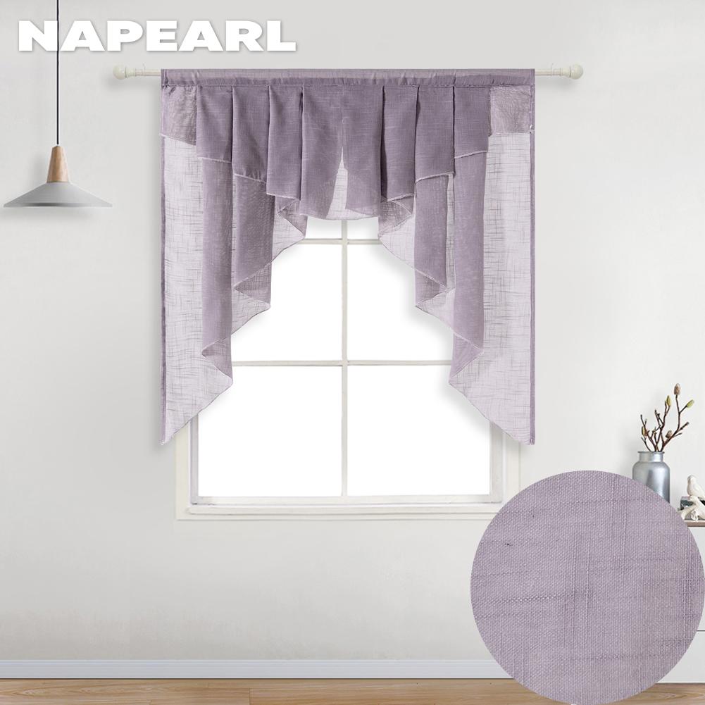 

1 шт. NAPEARL сплошной цвет тюль подзор для двери занавеска с коротким стержнем ракета декоративная оконная кухонная занавеска W100cm x L100cm фиолетовый